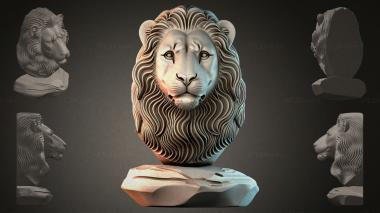 Fantasy busts Bust of a lion 3d model