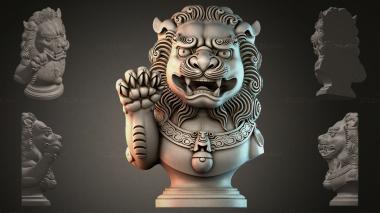 Fantasy busts Bust of a Guardian Lion 3d model