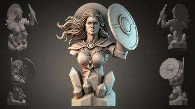 Fantasy busts Bust of a warrior with a shield 3d model