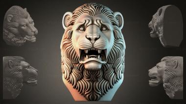 Fantasy busts Lion head relief 3d model