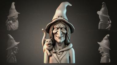 Fantasy busts Witch with a Cat 3d model