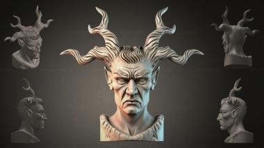Fantasy busts Demon bust with horns 3d model