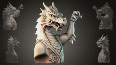 Fantasy busts Dragon bust with paw 3d model