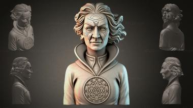 Fantasy busts Bust of a man with an amulet 3d model
