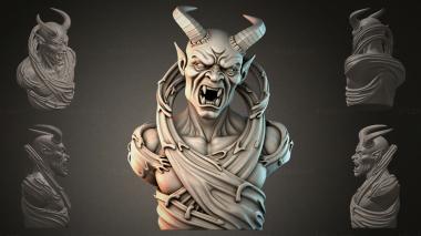 Fantasy busts Demon bust with horns 3d model