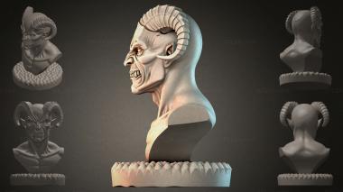 Fantasy busts Demon bust with horns 3d model