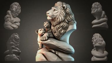 Fantasy busts Lion with cubs 3d model