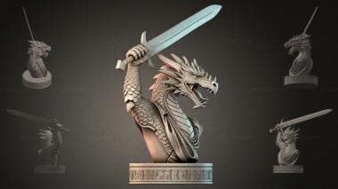 Fantasy busts Dragon with a Sword 3d model