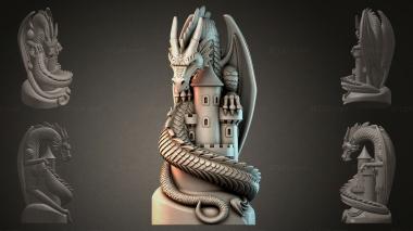 Fantasy busts Dragon with a Castle 3d model