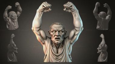 Fantasy busts Bust of a warrior with raised arms 3d model