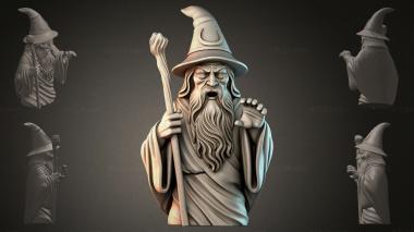 Fantasy busts Wizard figurine with staff 3d model