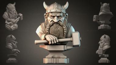 Fantasy busts Bust of a Viking with a Hammer 3d model