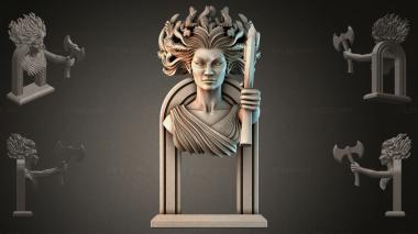 Fantasy busts Bust of a woman with an axe 3d model