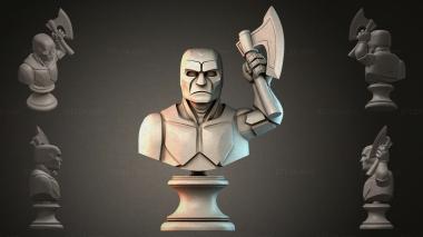 Fantasy busts Bust of a warrior with an axe 3d model