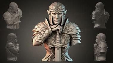 Fantasy busts Bust of an Elven Warrior 3d model