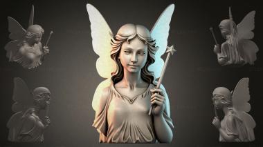 Fantasy busts Bust of a fairy with a wand 3d model