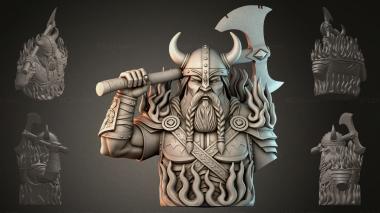 Fantasy busts Bust of a Viking with an ax 3d model