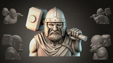 Fantasy busts Bust of a warrior with a hammer 3d model