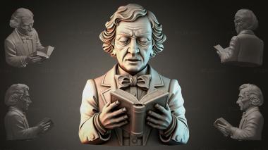 Fantasy busts Bust of a Man Reading 3d model