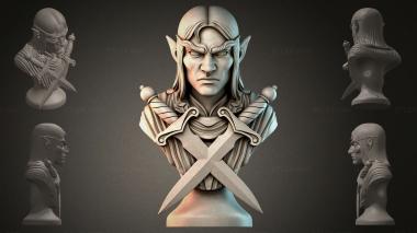 Fantasy busts Elf bust with swords 3d model