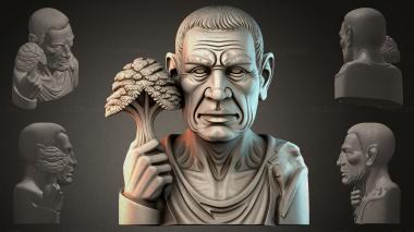 Fantasy busts Bust of an old man with a tree 3d model