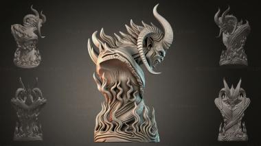 Fantasy busts Demonic bust of a horned creature 3d model