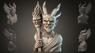 Fantasy busts Demon with Horns 3d model