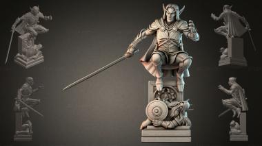 Fantasy busts Elven warrior on a pedestal 3d model