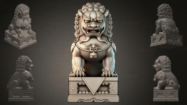Fantasy busts Lion statue with base 3d model