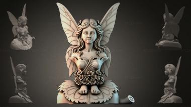 Fantasy busts Fairy on a Flower 3d model