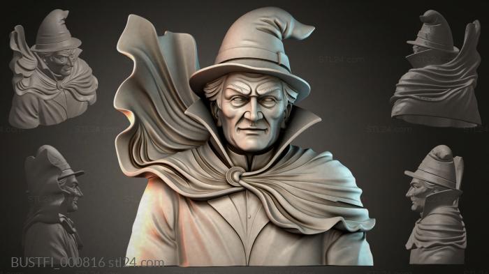 Fantasy busts (Bust of a witch in a hat, BUSTFI_000816) 3D models for cnc