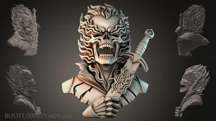 Bust of a skeleton with a sword 3d STL model