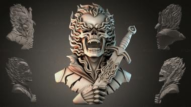 Fantasy busts Bust of a skeleton with a sword 3d model