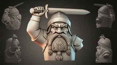 Fantasy busts Bust of a warrior with a sword 3d model