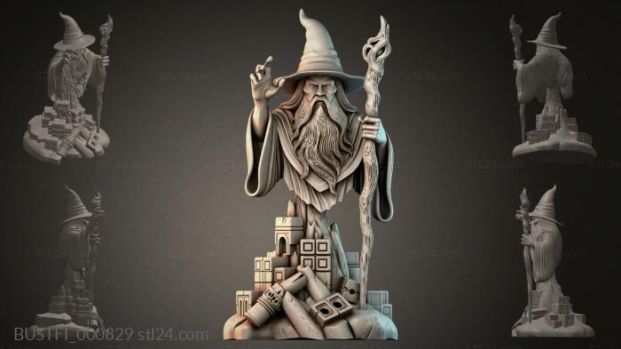 Fantasy busts (Wizard with a Staff, BUSTFI_000829) 3D models for cnc