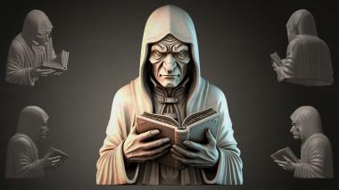 Fantasy busts Monk with a Book 3d model