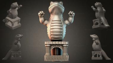 Fantasy busts Frog sculpture on a pedestal 3d model