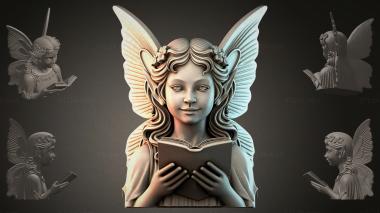 Fantasy busts Fairy with a Book 3d model