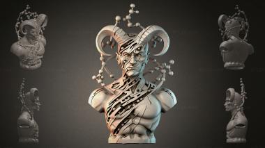Fantasy busts Demon bust with horns 3d model