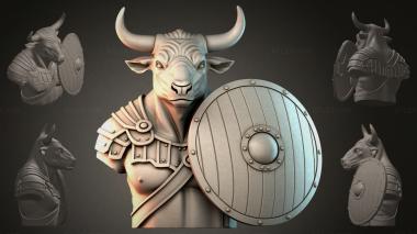 Fantasy busts Bust of a Bull in Armor 3d model