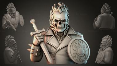 Fantasy busts Skeleton with sword and shield 3d model