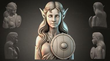 Fantasy busts Bust of an Elf with a Shield 3d model