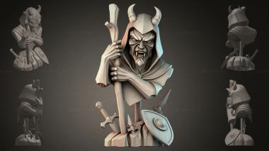 Fantasy busts Bust of a Demon with a Staff 3d model