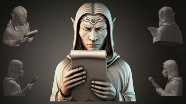 Fantasy busts Elf with a Scroll 3d model