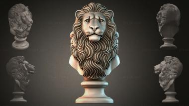 Fantasy busts Lion bust 3d model