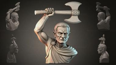 Fantasy busts Bust of a warrior with an axe 3d model