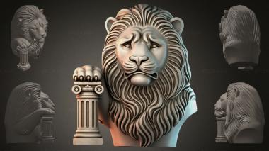Fantasy busts Lion on a Column 3d model