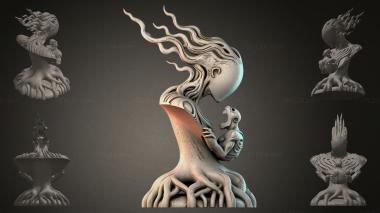 Fantasy busts Abstract bust with roots 3d model