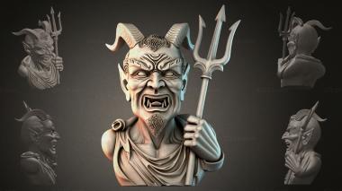 Fantasy busts Bust of a Demon with a Trident 3d model