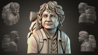 Fantasy busts Bust of a boy with a backpack 3d model